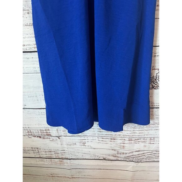 MONTEAU-SHORT SLEEVE RUFFLE DRESS ROYAL BLUE - Picture 5 of 10